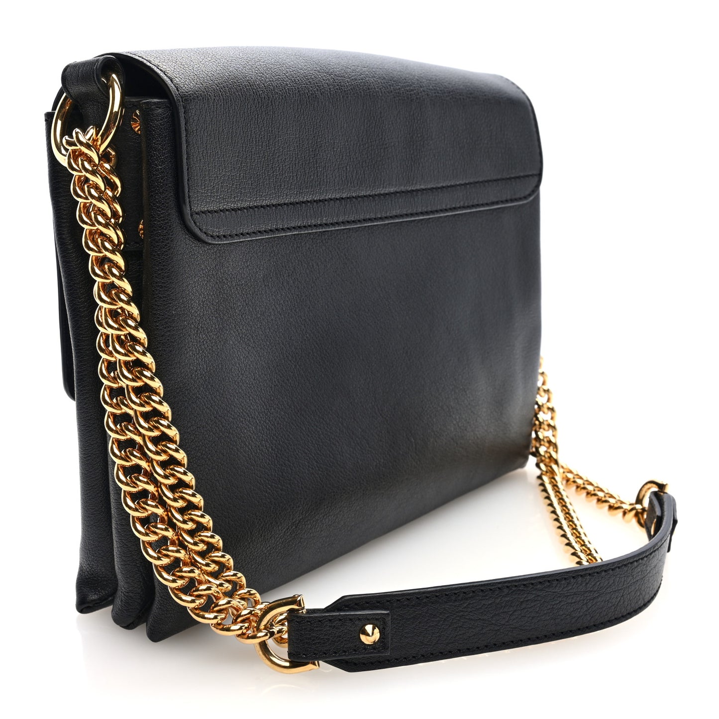 Calfskin Small Twin Skull Chain Crossbody Black