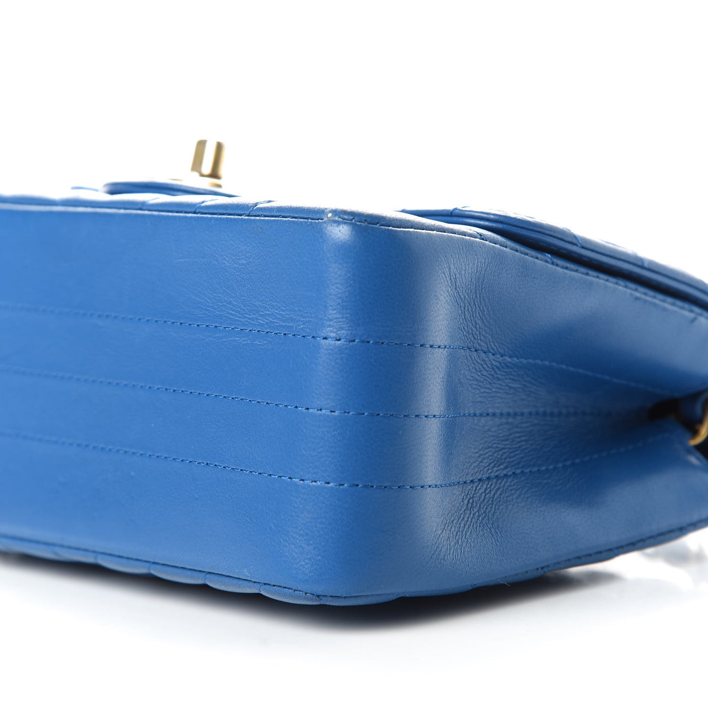 Lambskin Chevron Quilted Mini Square Flap Blue
