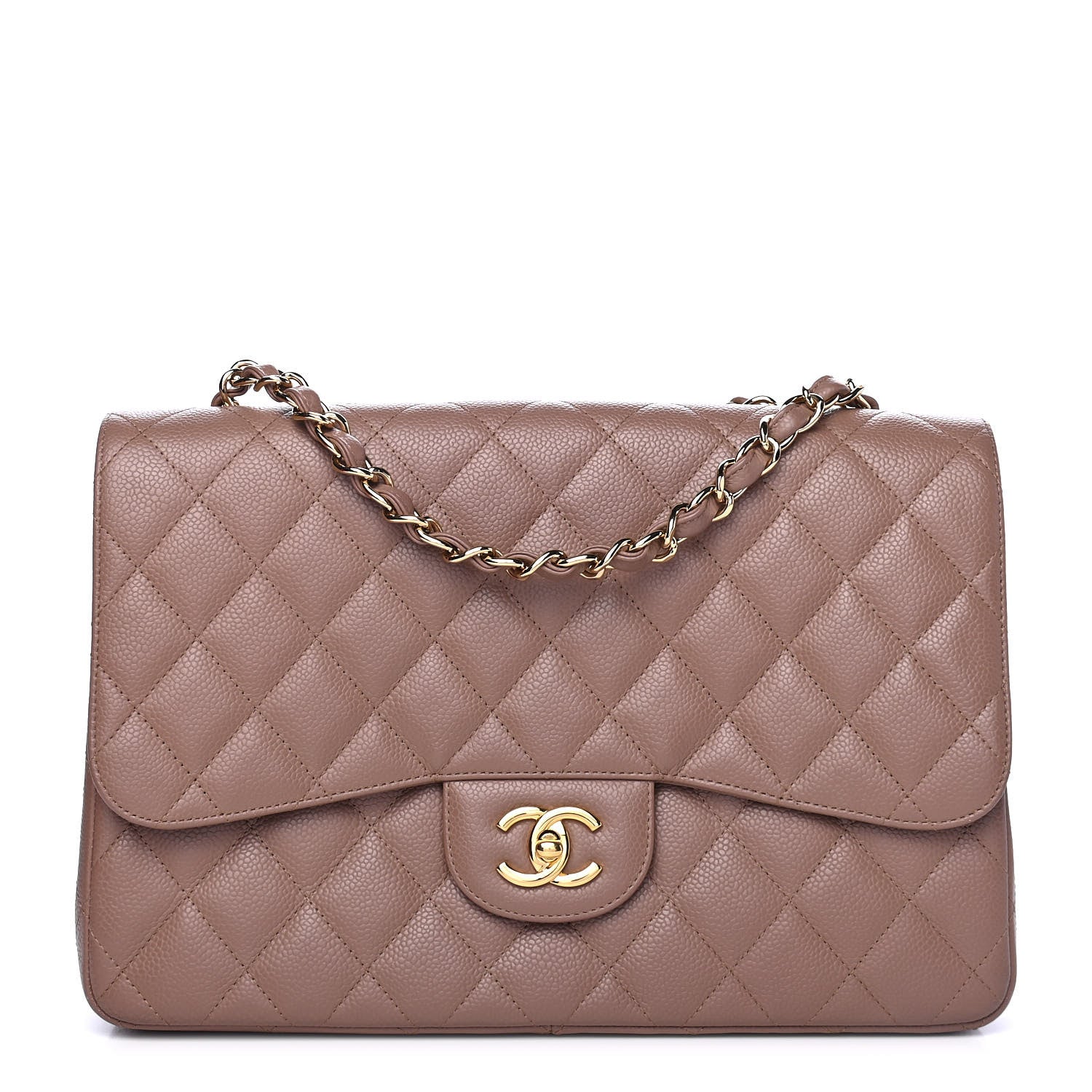 Chanel Caviar Quilted Jumbo Single Flap Dark Beige 1 of 4