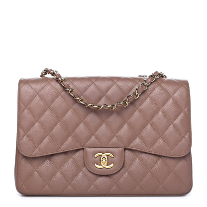 Chanel Caviar Quilted Jumbo Single Flap Dark Beige 1 of 4