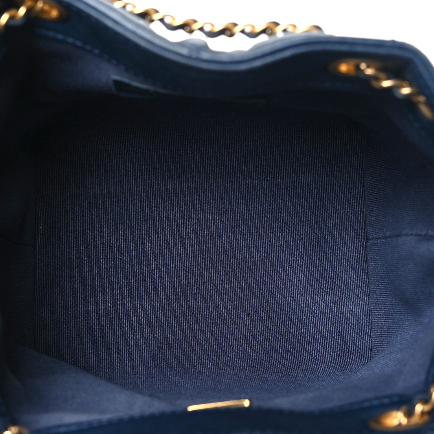 Chanel Lambskin Quilted Crush on Chains Drawstring Bucket Bag Hobo Navy 5 of 12