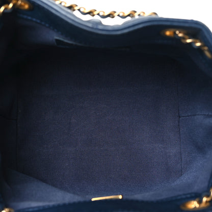 Chanel Lambskin Quilted Crush on Chains Drawstring Bucket Bag Hobo Navy 5 of 12