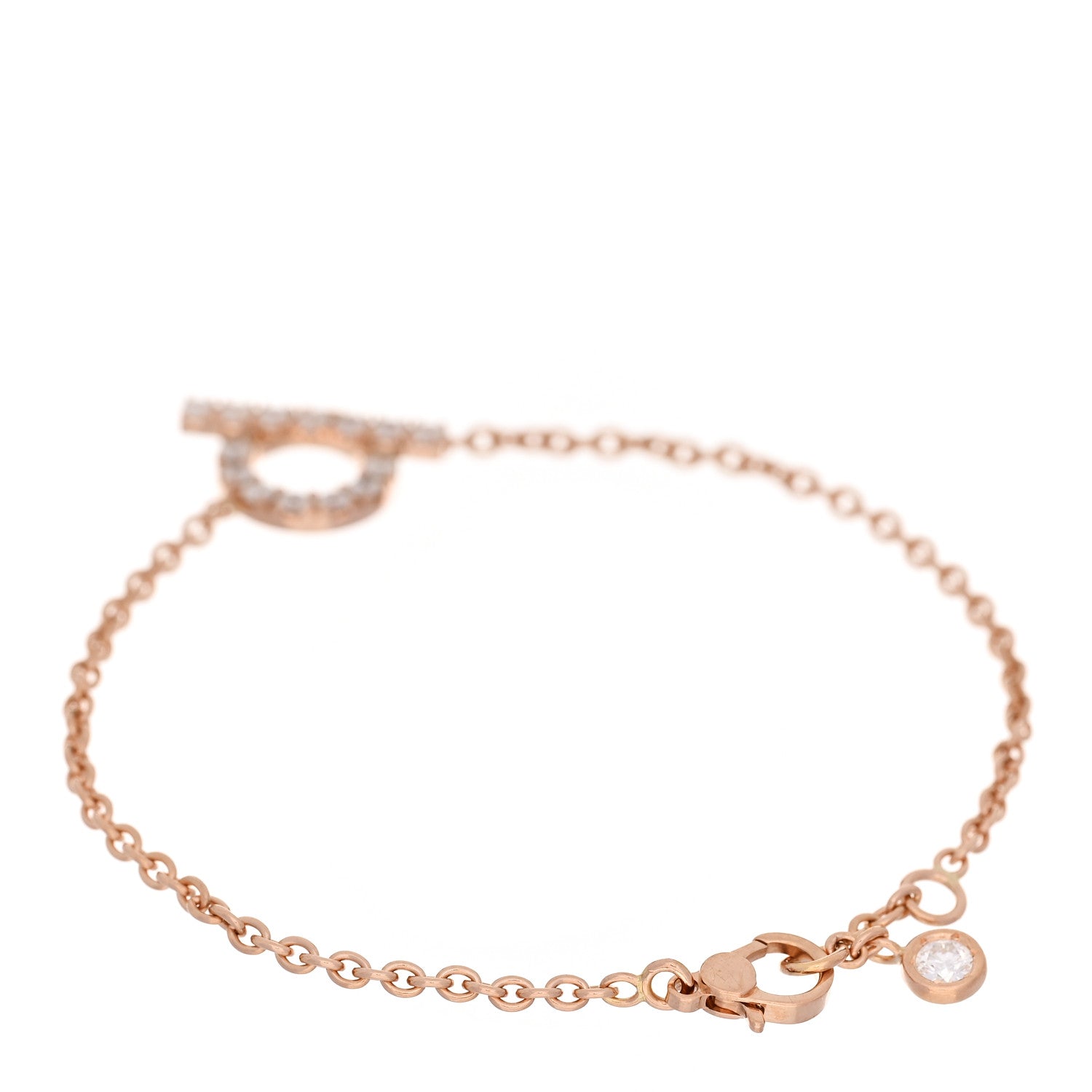 Hermes 18K Rose Gold Diamond Finesse Bracelet SH 2 of 3
