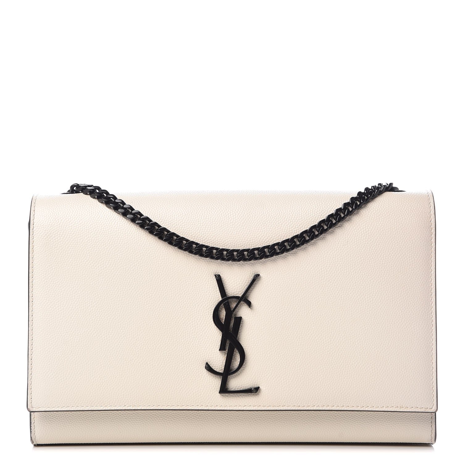 Saint Laurent Grain De Poudre Medium Classic Monogram Kate Satchel Porcellana Black 1 of 12