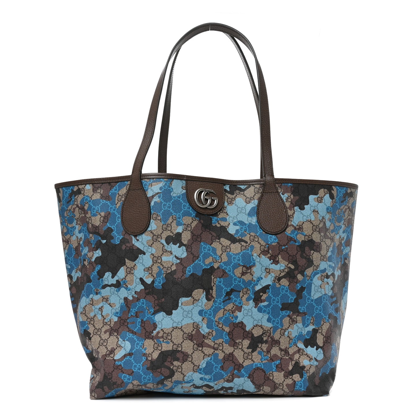 GG Supreme Monogram Camouflage Print Large Tote Beige Ebony New Acero Blue