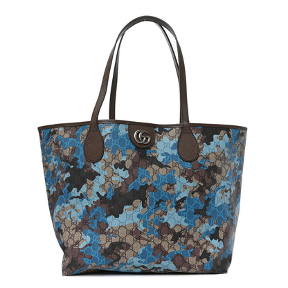 Gucci GG Supreme Monogram Camouflage Print Large Tote Beige Ebony New Acero Blue 1 of 10
