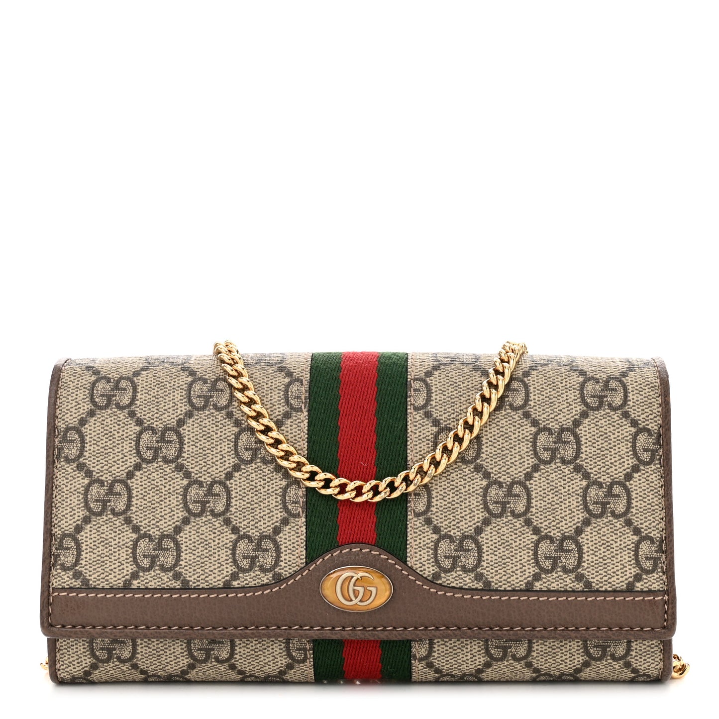 GG Supreme Monogram Web Ophidia Wallet On Chain Brown