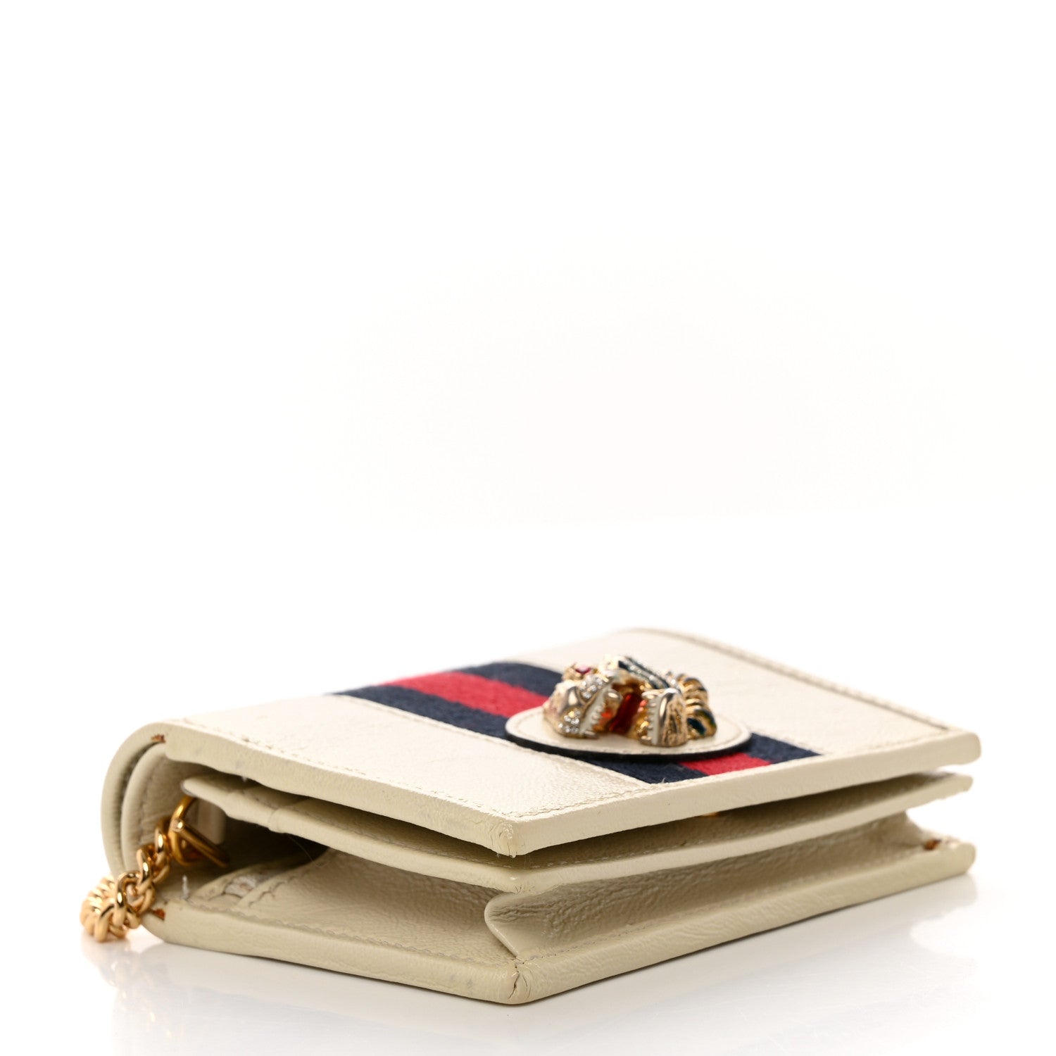 Gucci Calfskin Web Rajah Chain Card Case Wallet White 4 of 8