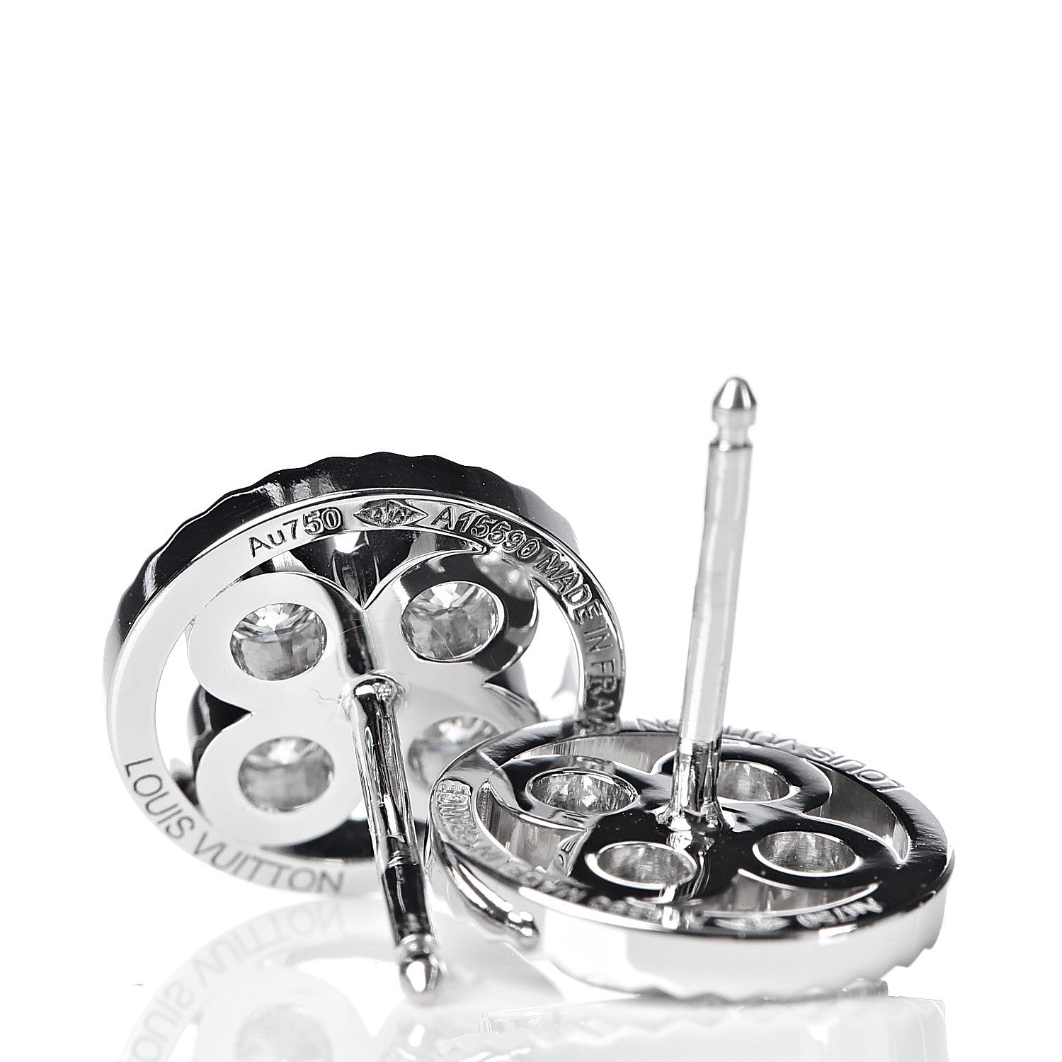 Louis Vuitton 18K White Gold Diamond Blossom BB Earrings 4 of 5