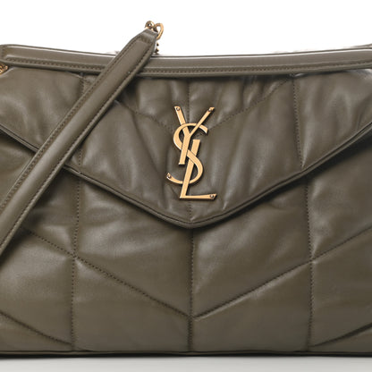 Saint Laurent Lambskin Quilted Medium Loulou Puffer Monogram Chain Satchel Seaweed 8 of 14