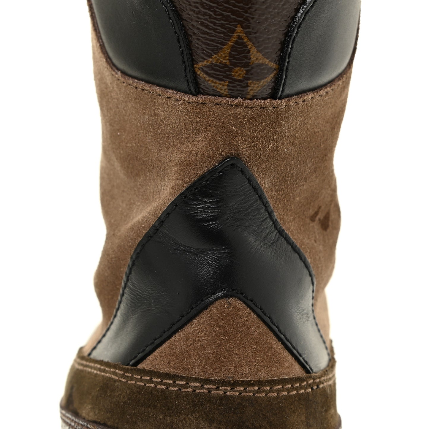 Suede Calfskin Monogram Laureate Platform Desert Boots 40 Taupe