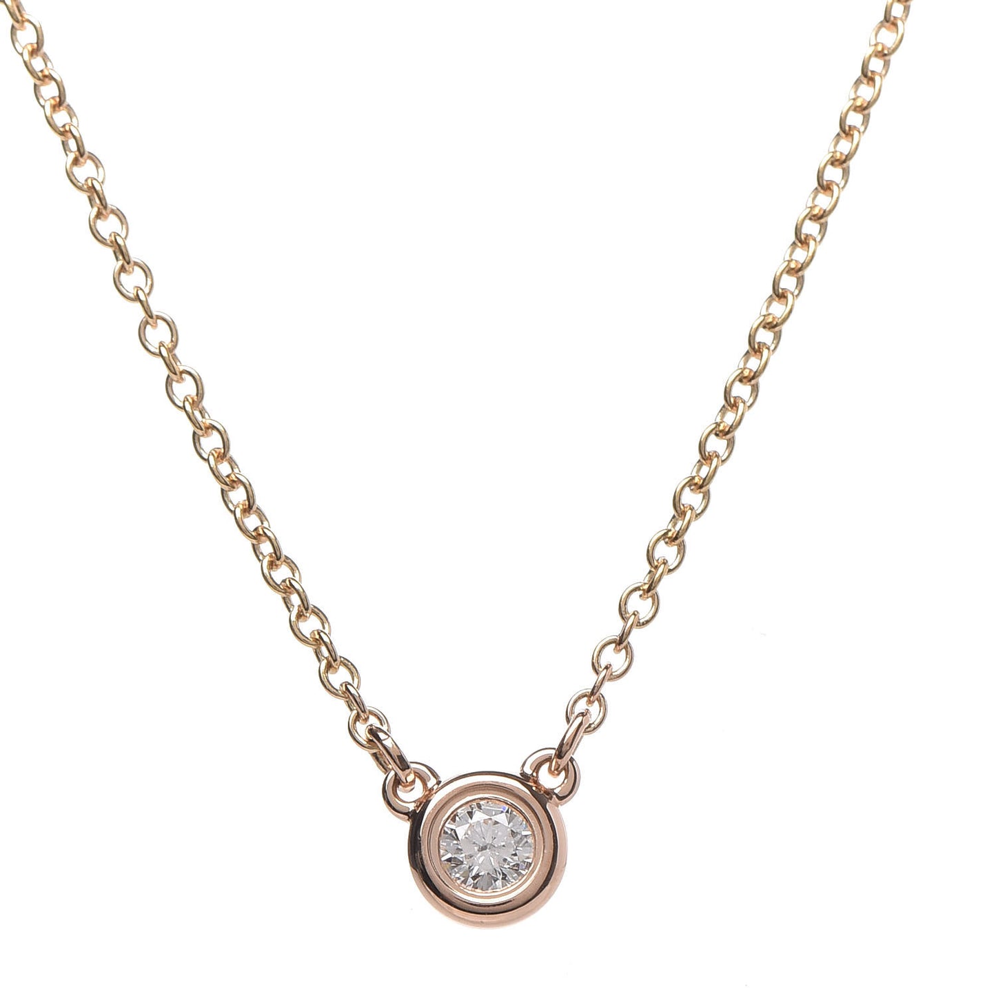 18K Rose Gold Diamond .07ct Elsa Peretti Diamonds by the Yard Pendant Necklace
