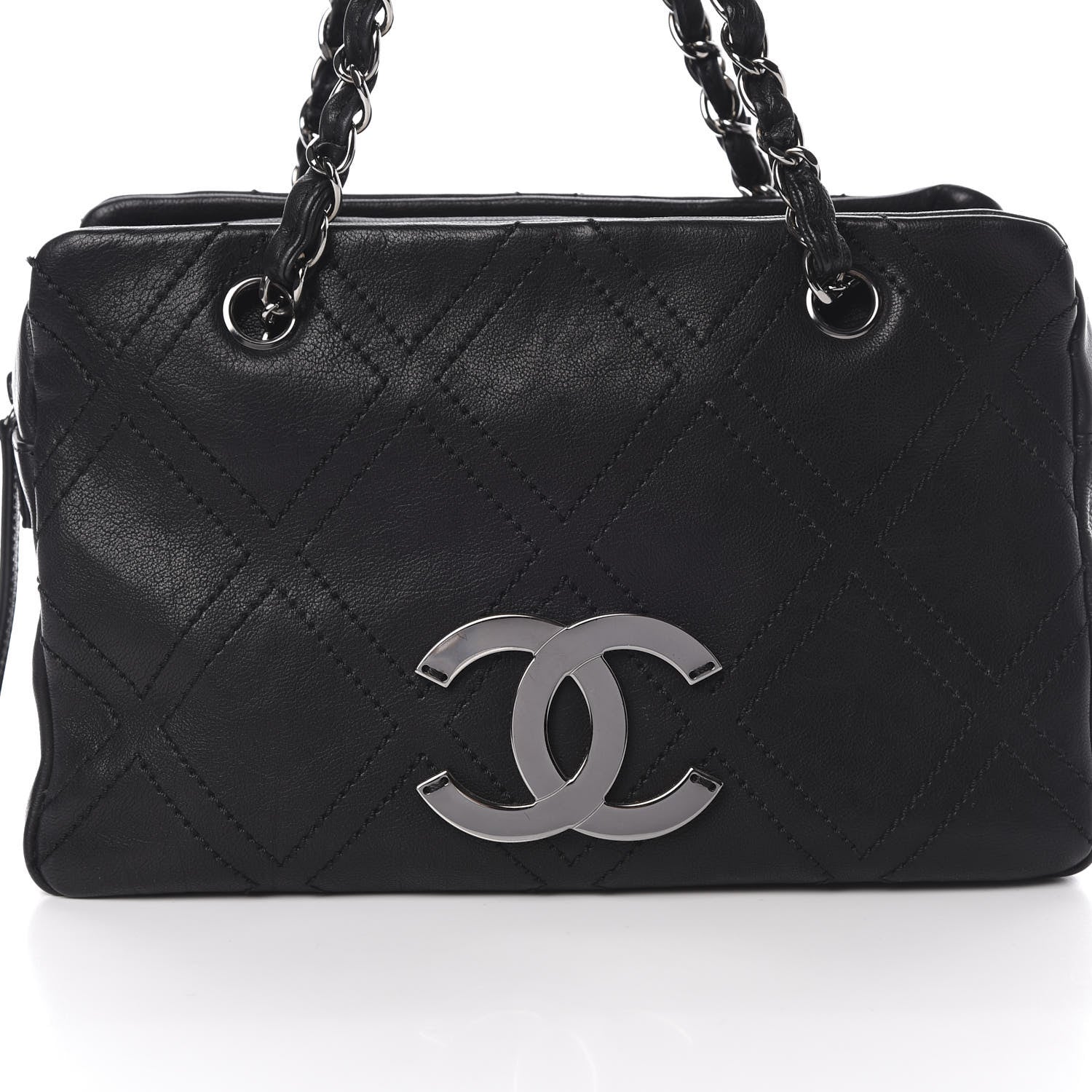 Chanel Calfskin Diamond Stitch Tote Black 10 of 14