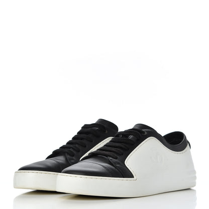 Chanel Calfskin Womens CC Sneakers 40 Black White 3 of 22