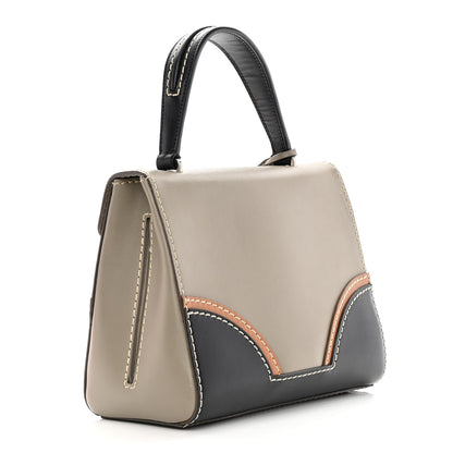 Prada Vitello Tri-Color Medium Sound Top Handle Satchel Grigio Black 3 of 19