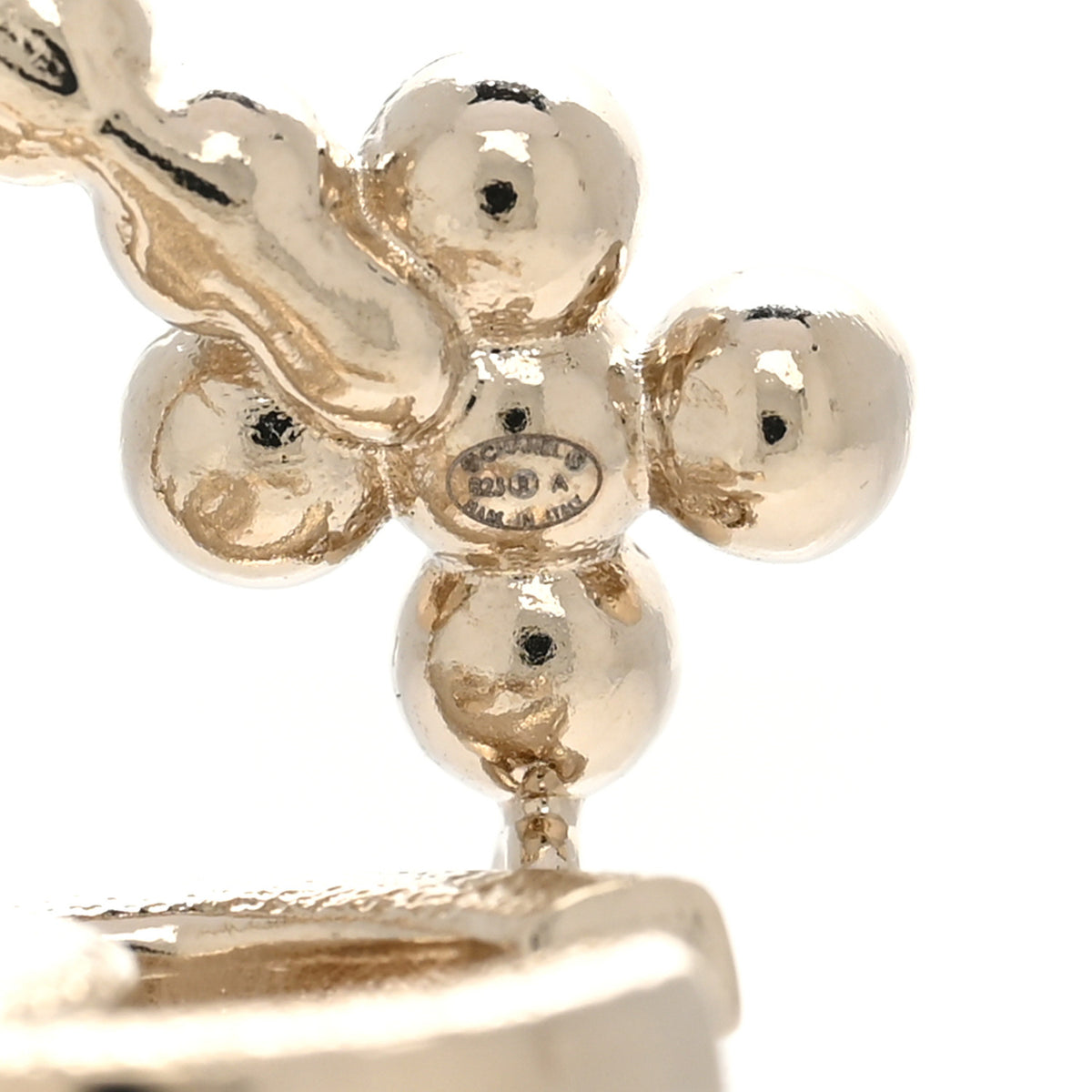 Crystal Flower CC Dangle Earrings Gold