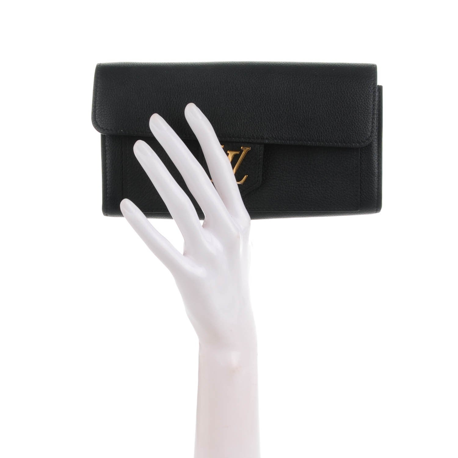 Louis Vuitton Calfskin Lockme Wallet Black 2 of 7