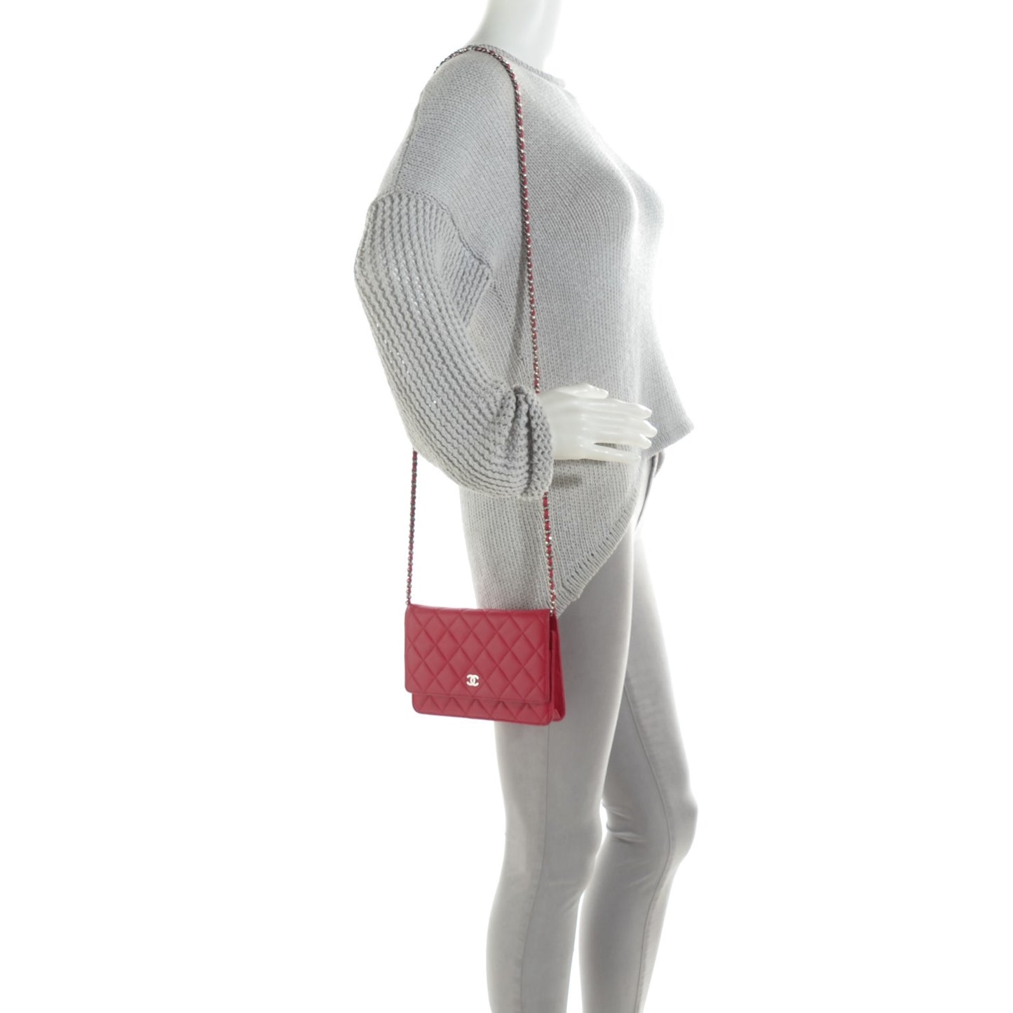 Lambskin Quilted Wallet On Chain WOC Fuchsia