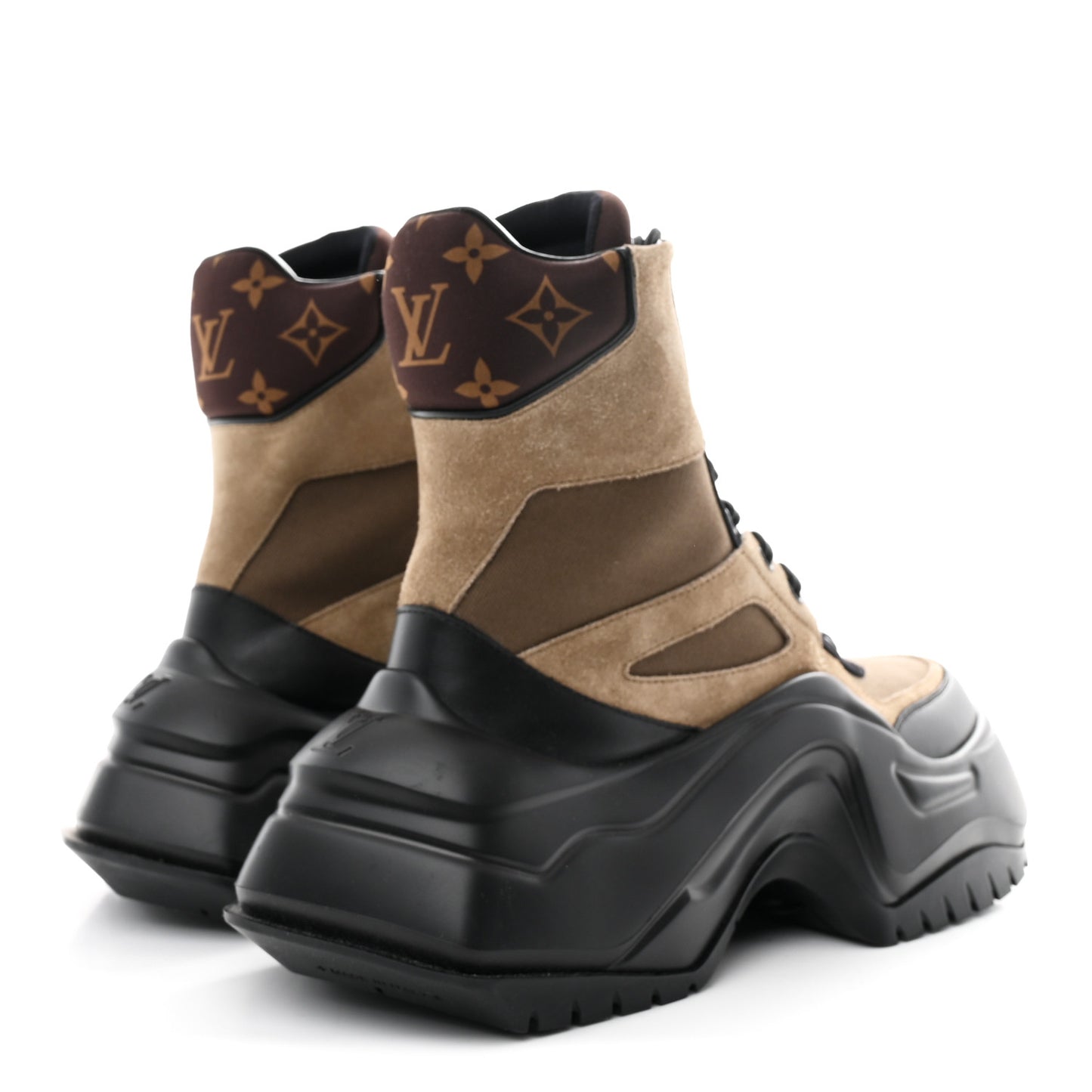 Suede Calfskin Monogram LV Archlight 2.0 Platform Ankle Boots 38 Kaki