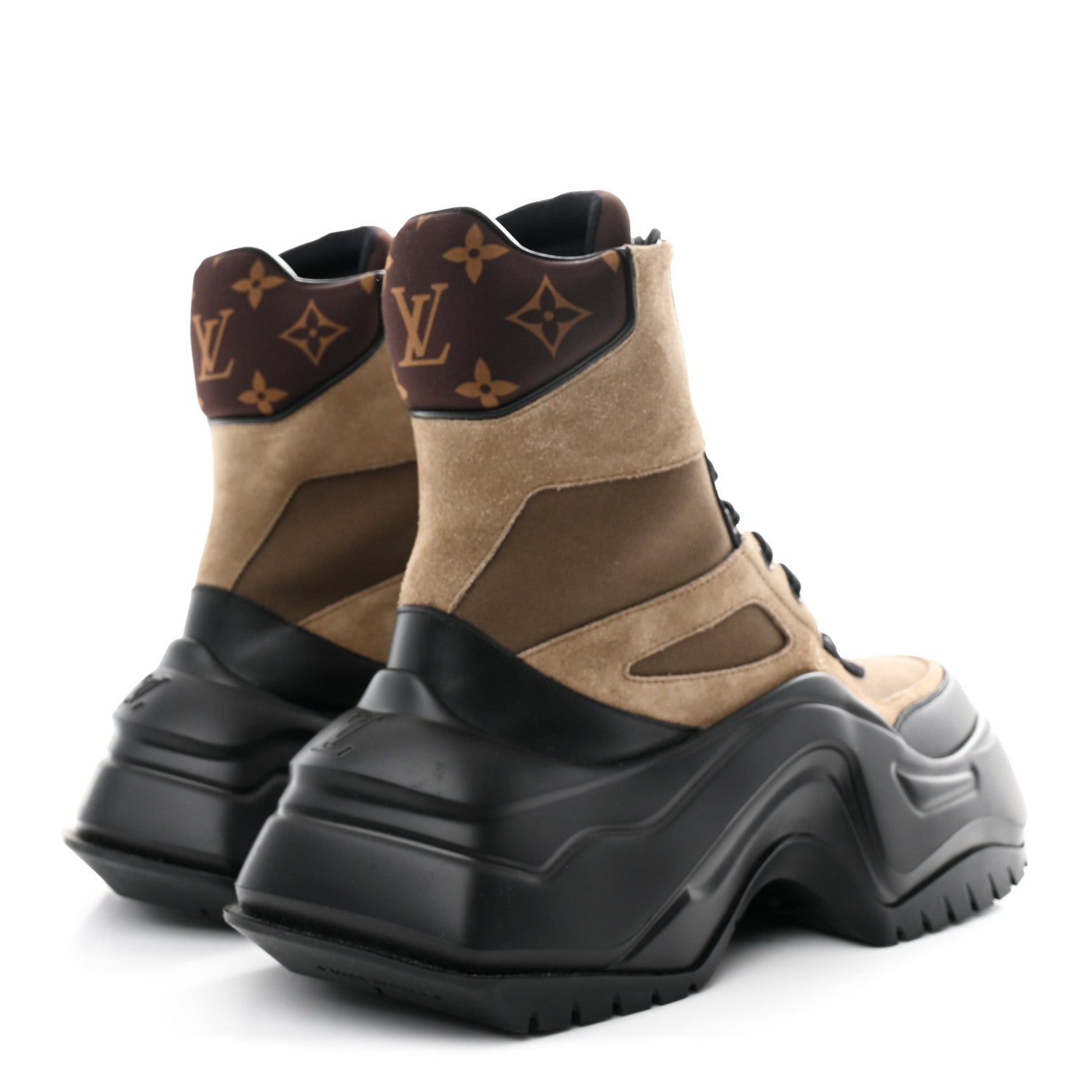 Louis Vuitton Suede Calfskin Monogram LV Archlight 2.0 Platform Ankle Boots 38 Kaki 5 of 11