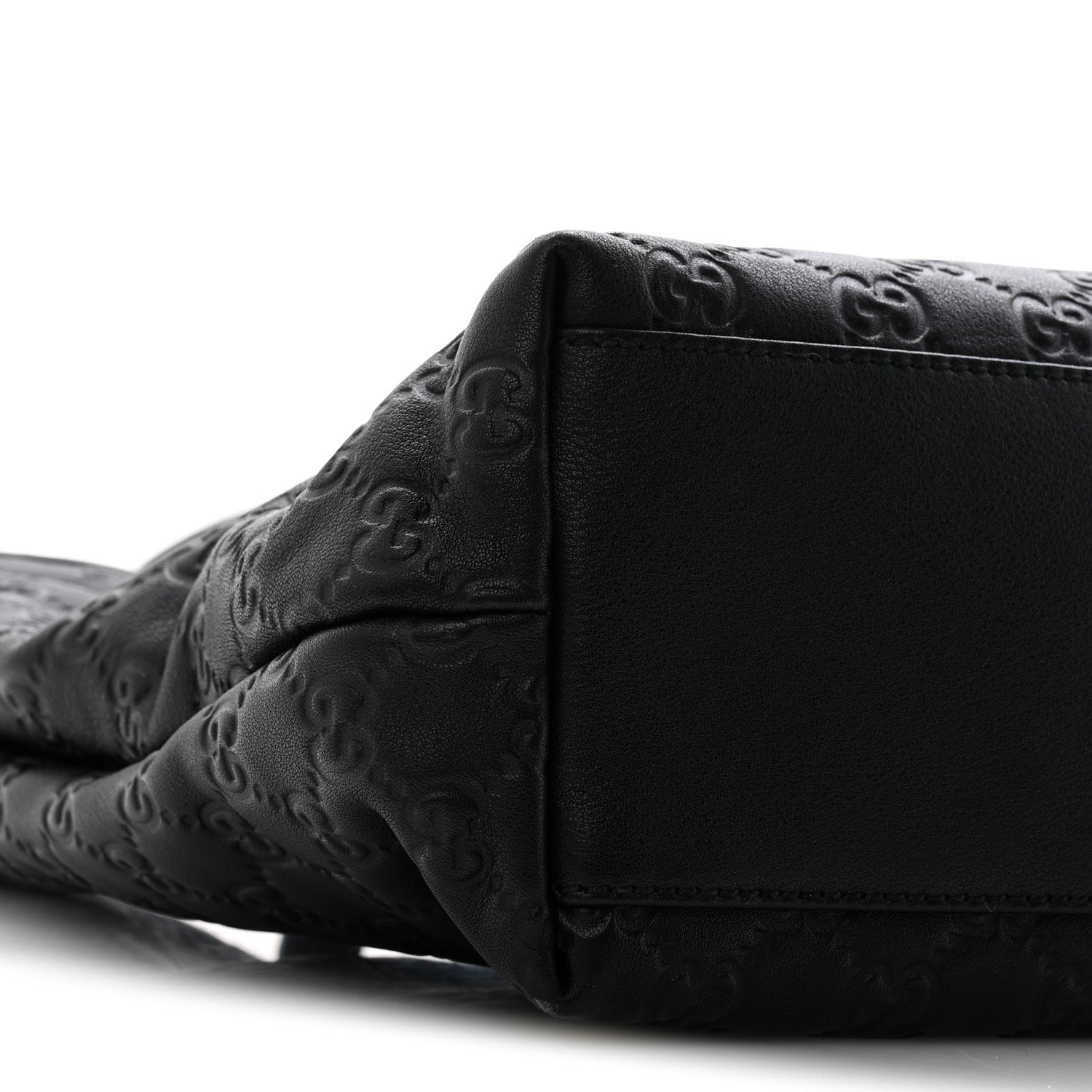 Gucci Guccissima Medium Zippered Shopping Tote Black 9 of 12