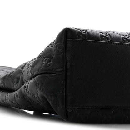 Gucci Guccissima Medium Zippered Shopping Tote Black 9 of 12