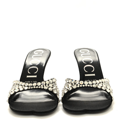 Gucci Satin Crystal 65mm Slide Sandals 37 Black 2 of 8