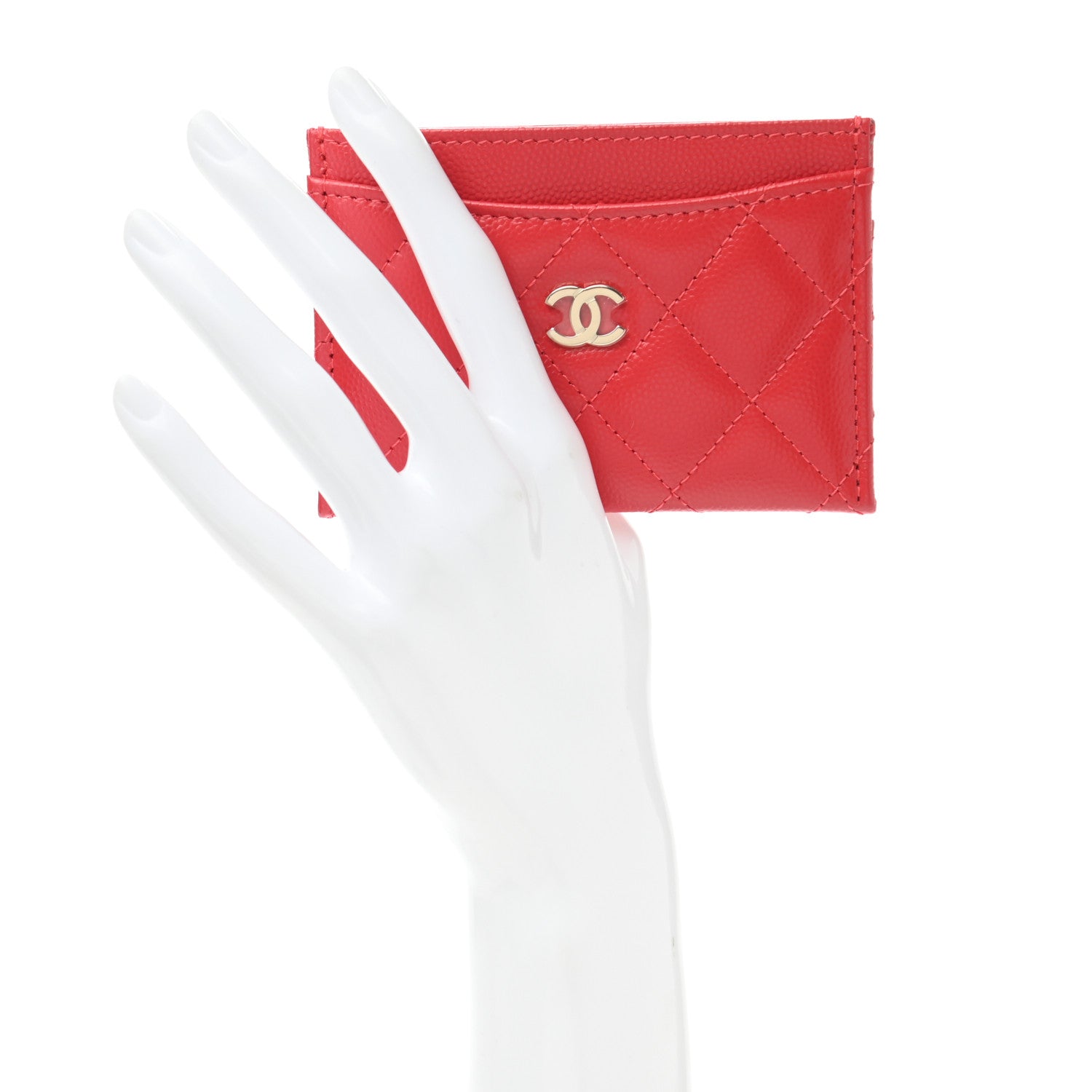 Chanel Caviar Quilted Card Holder Red 2 of 9