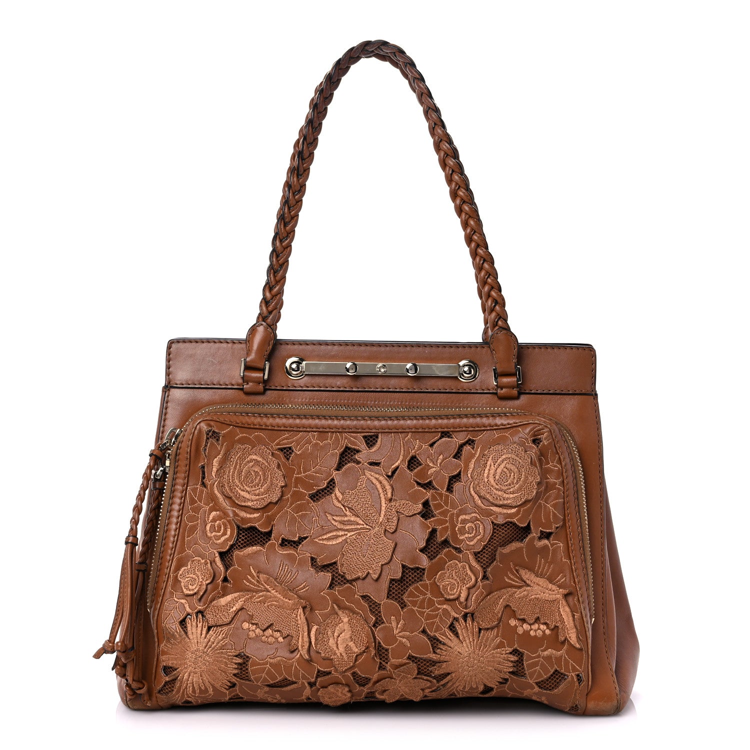 Valentino Garavani Vitello Lace Demetra Satchel Cognac 1 of 34