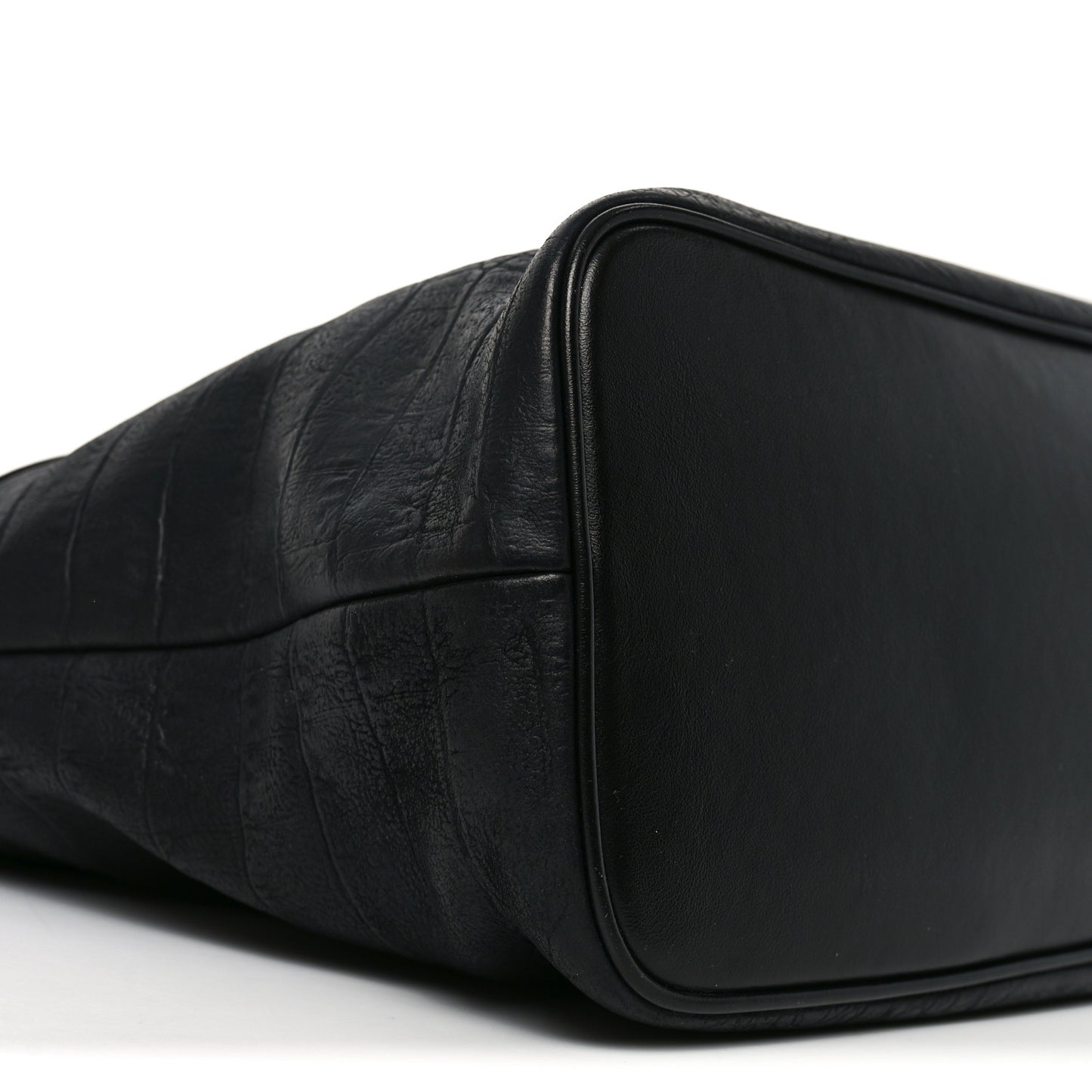 Calfskin Crocodile Embossed Medium Shopper Tote Black