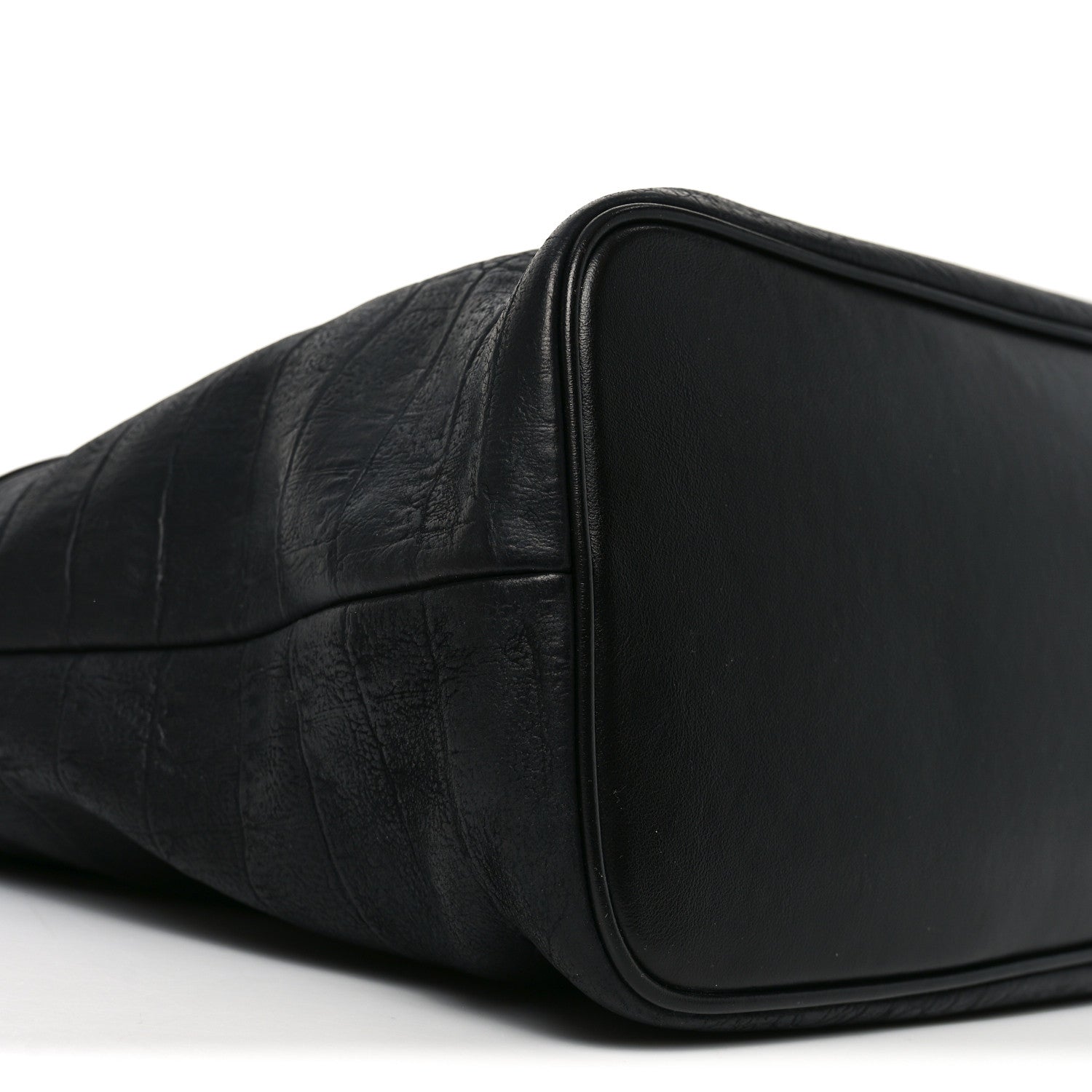 Saint Laurent Calfskin Crocodile Embossed Medium Shopper Tote Black 8 of 9
