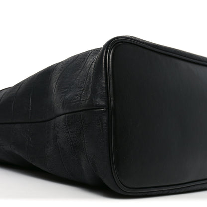 Saint Laurent Calfskin Crocodile Embossed Medium Shopper Tote Black 8 of 9