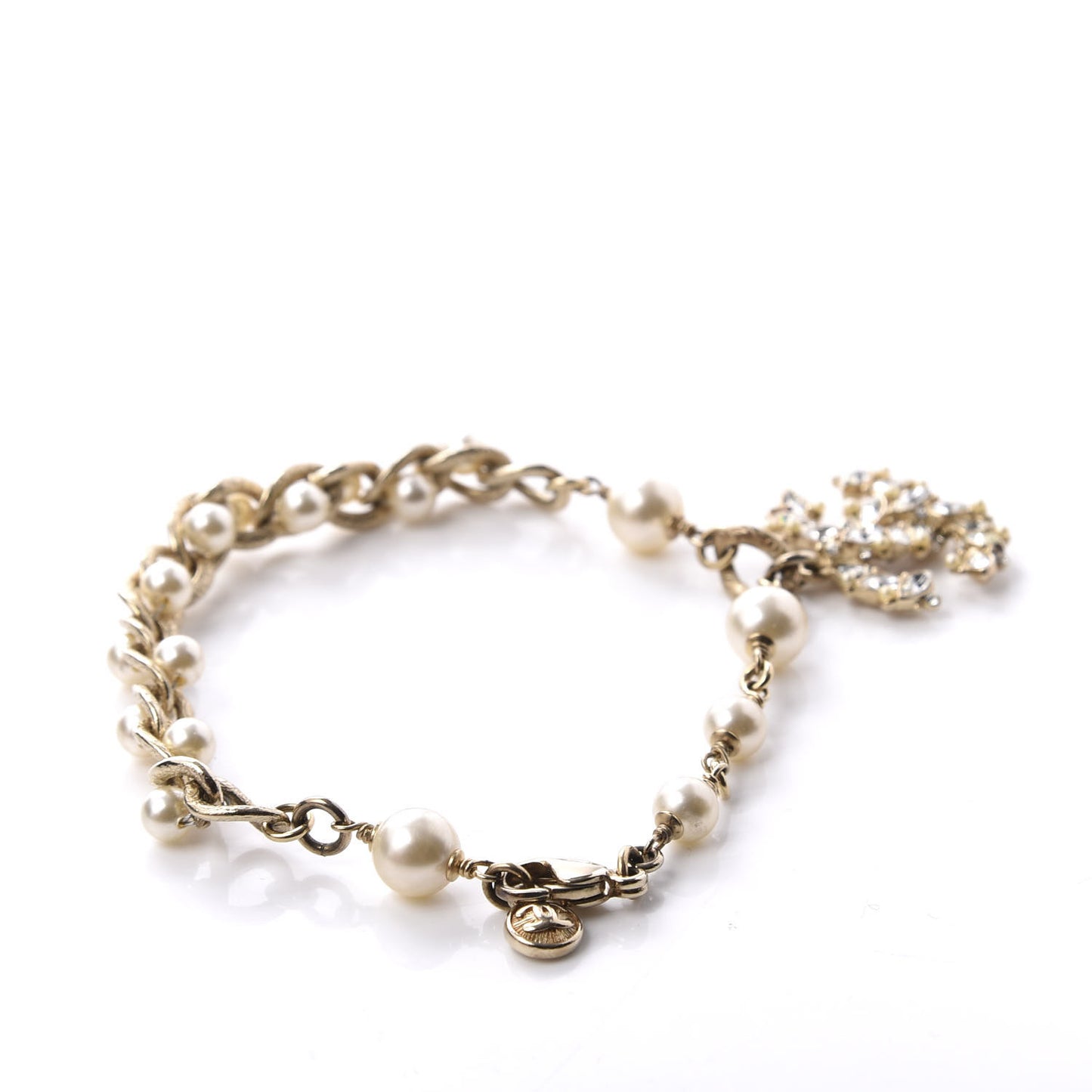 Pearl Crystal CC Bracelet Gold