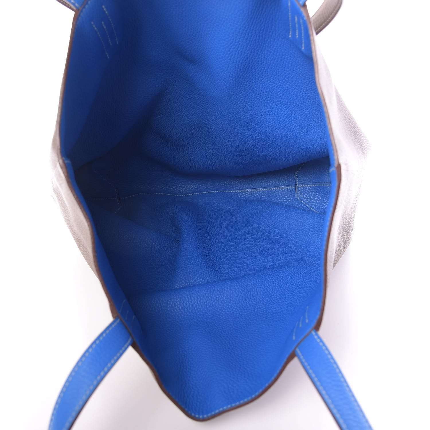 Hermes Taurillon Clemence Double Sens 45 Reversible Tote Bleu Hydra Etoupe 8 of 19