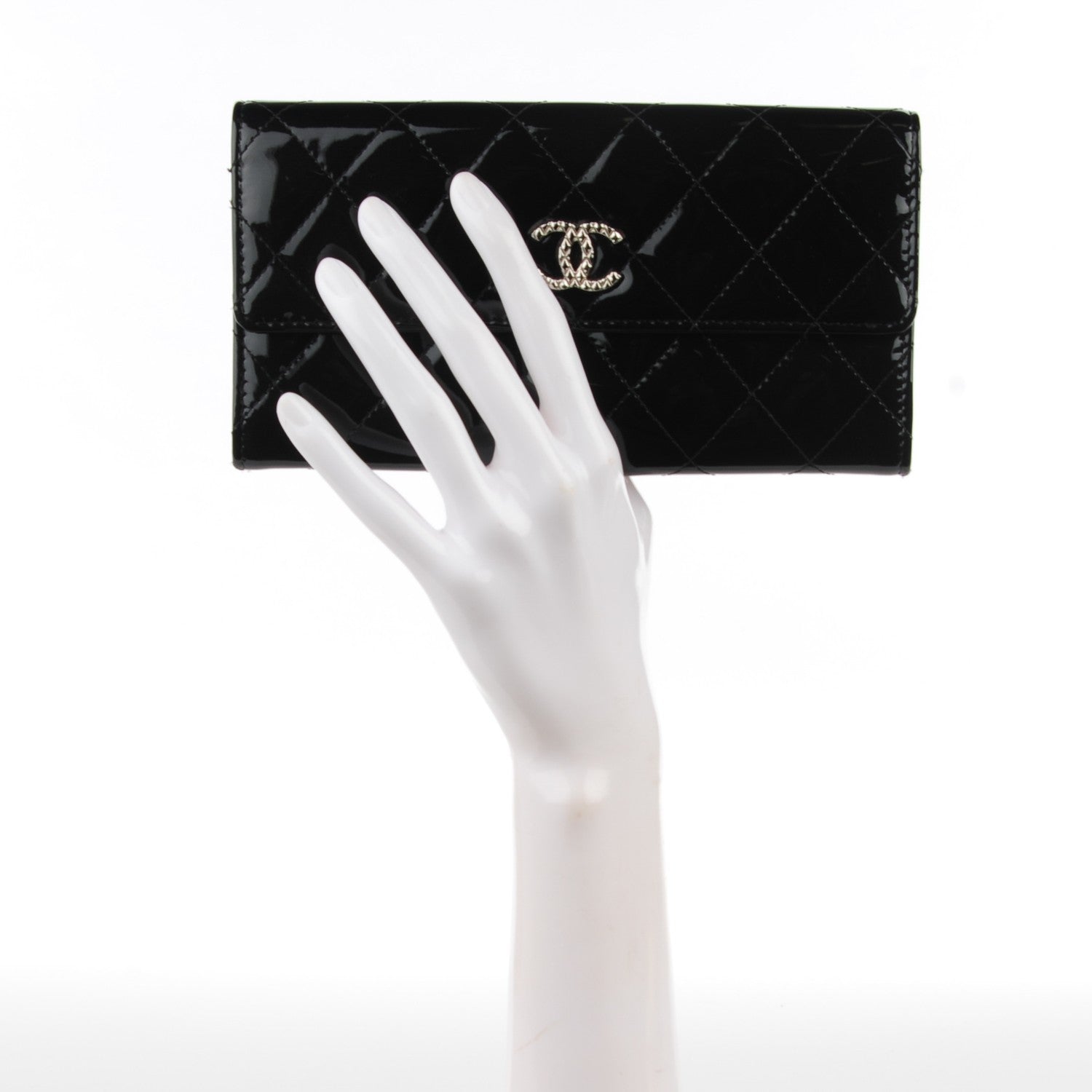 Chanel Patent Quilted Large Brilliant Flap Wallet Black 2 of 8