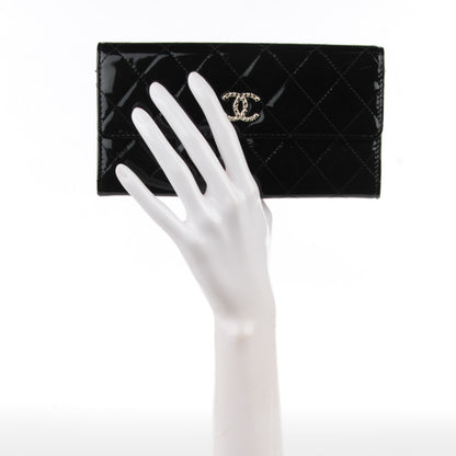 Chanel Patent Quilted Large Brilliant Flap Wallet Black 2 of 8