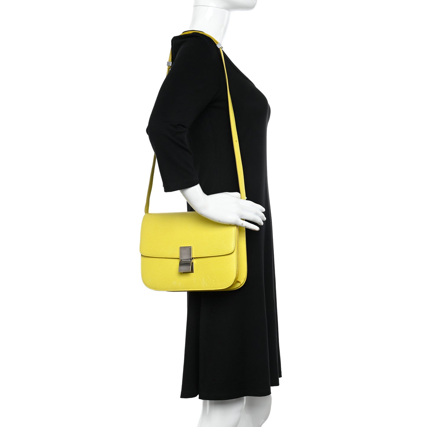 Liege Calfskin Medium Classic Box Flap Bag Fluo Yellow
