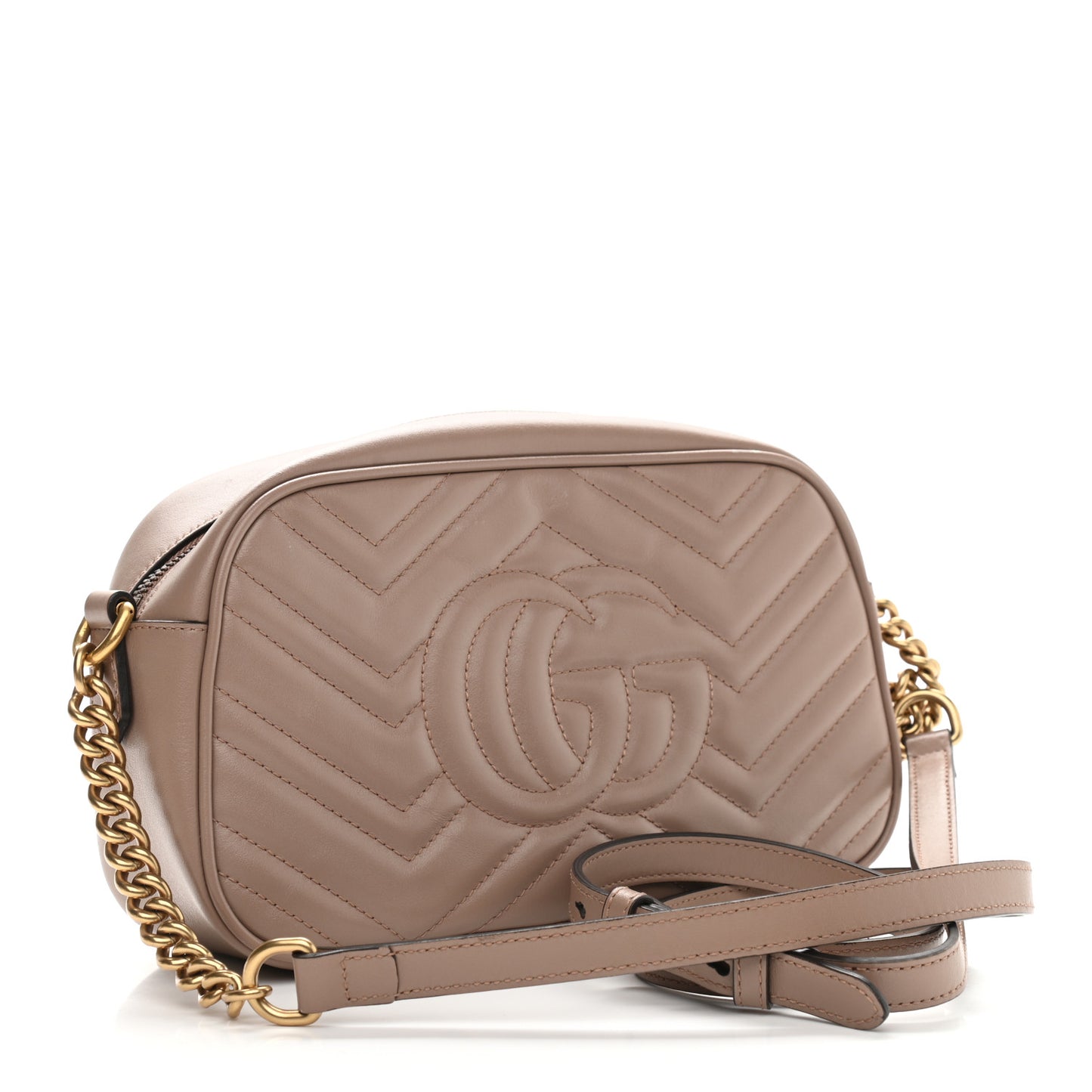 Calfskin Matelasse Small GG Marmont Chain Shoulder Bag Porcelain Rose