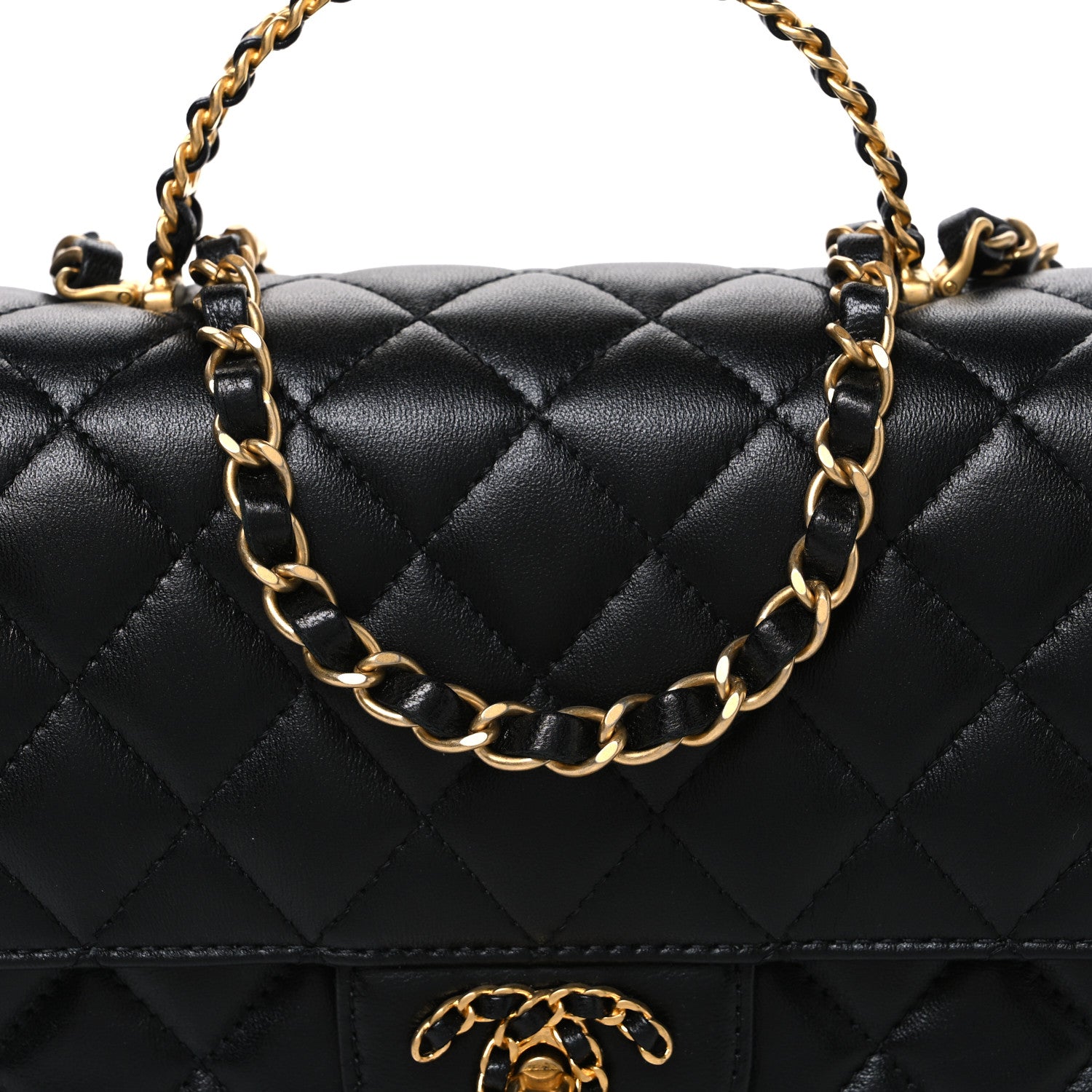 Chanel Lambskin Quilted Small Strass On Top Flap Bag Black 8 of 11