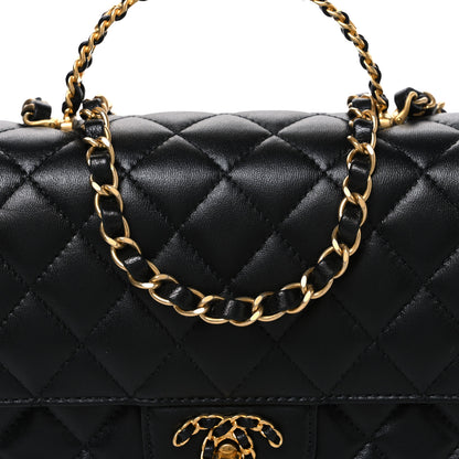 Chanel Lambskin Quilted Small Strass On Top Flap Bag Black 8 of 11