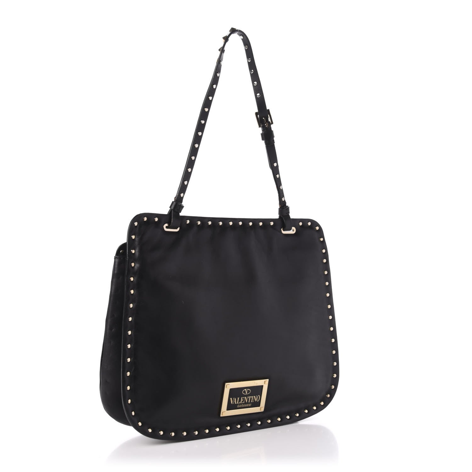 Valentino Garavani Vitello Rockstud Shoulder Satchel Black 3 of 11