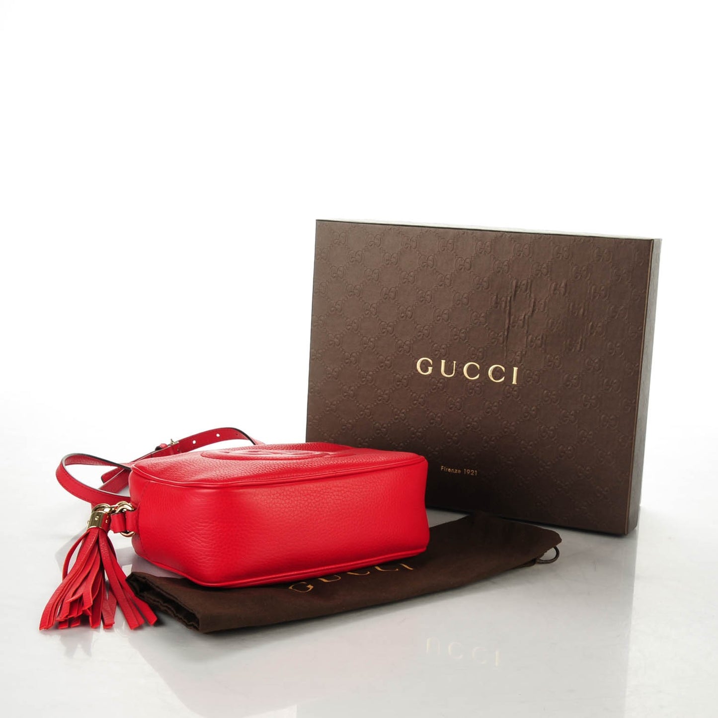 Pebbled Calfskin Small Soho Disco Bag Tabasco Red