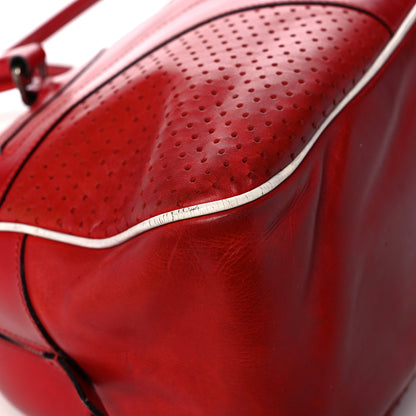 Prada Vitello Drive Perforated Bowling Bag Fuoco 11 of 34