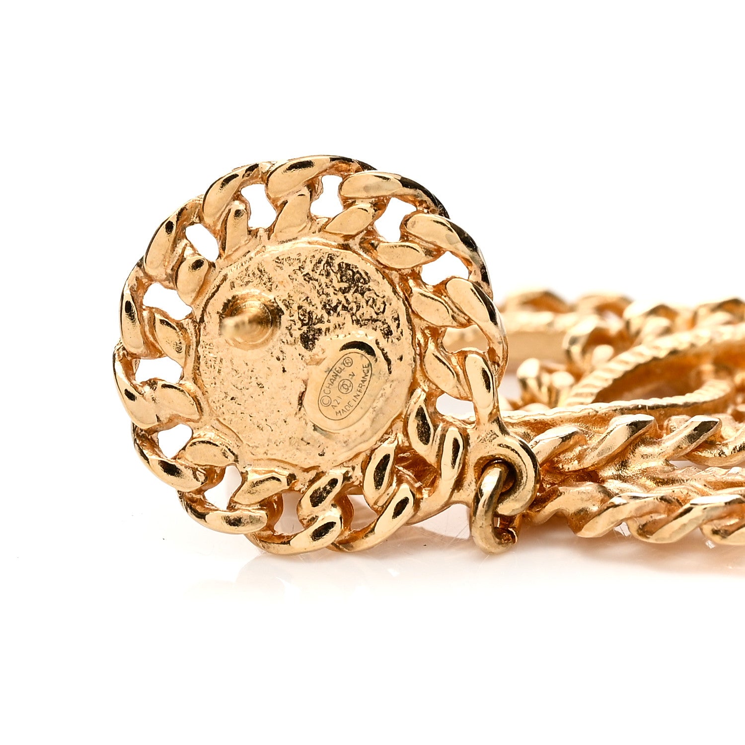 Chanel Metal Pearl CC Chain Drop Earrings Gold 4 of 4