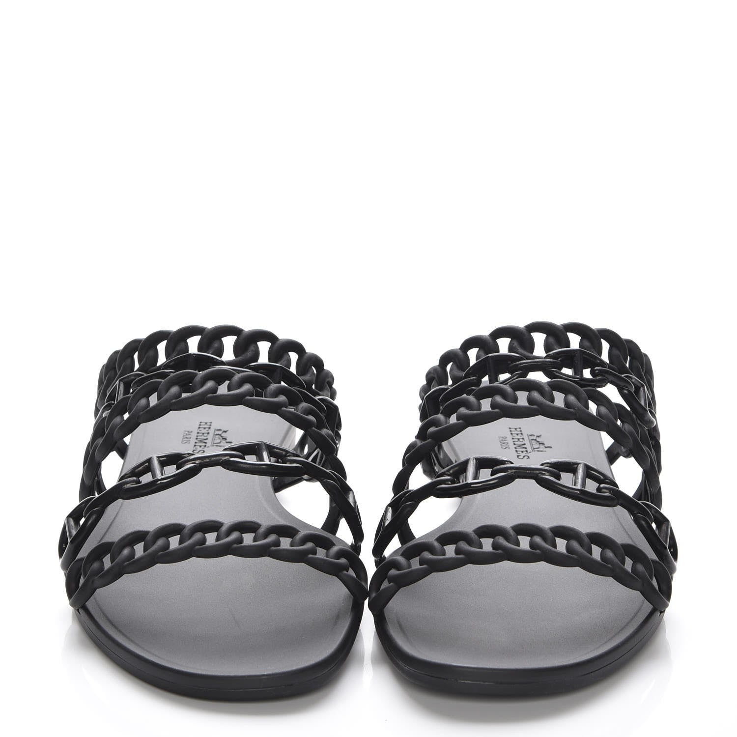 Hermes Rubber Chaine d'Ancre Nude Sandals 39 Black 2 of 8
