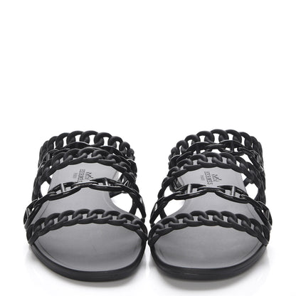 Hermes Rubber Chaine d'Ancre Nude Sandals 39 Black 2 of 8