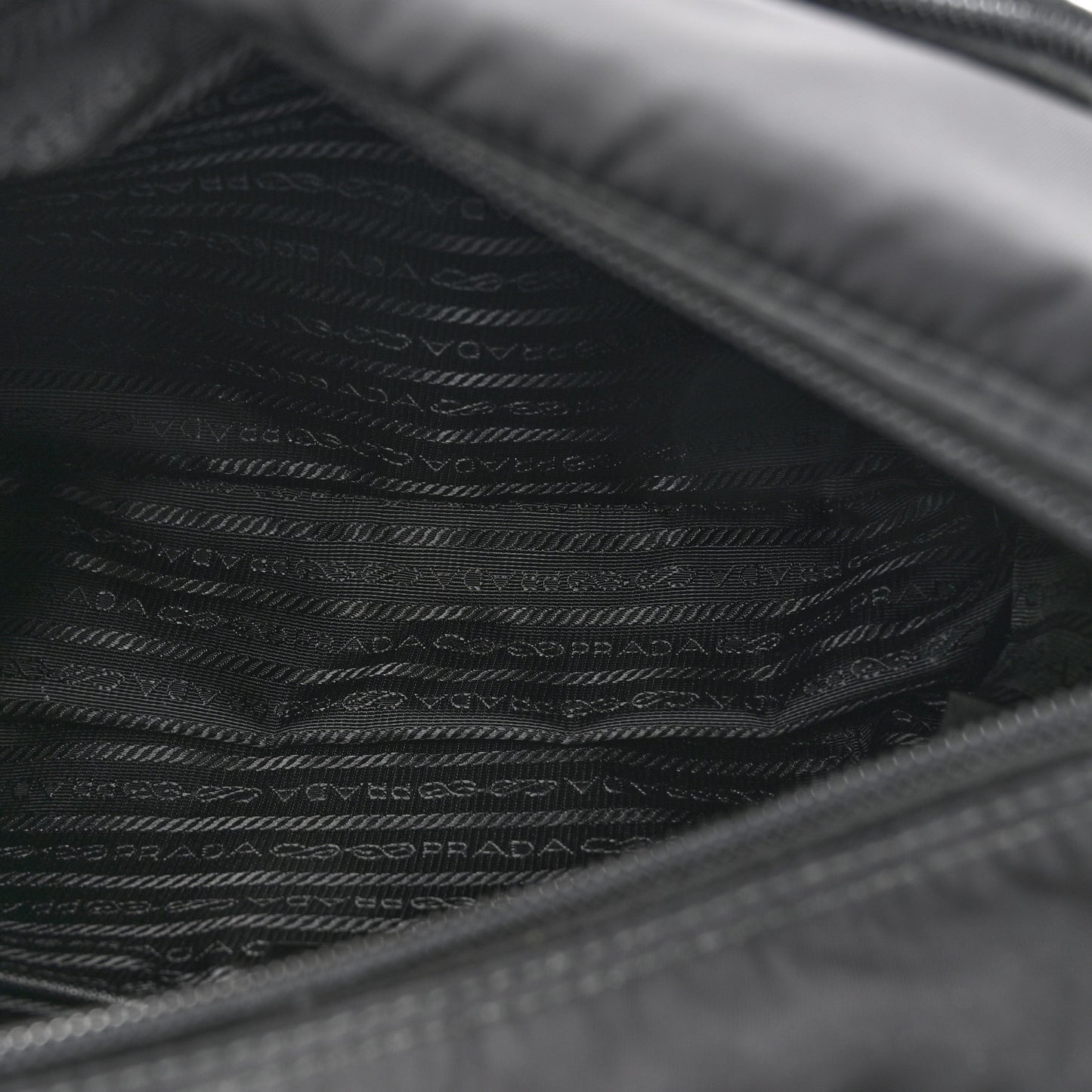 Re-Nylon Vela Saffiano Pocket Single Buckle Messenger Shoulder Bag Black