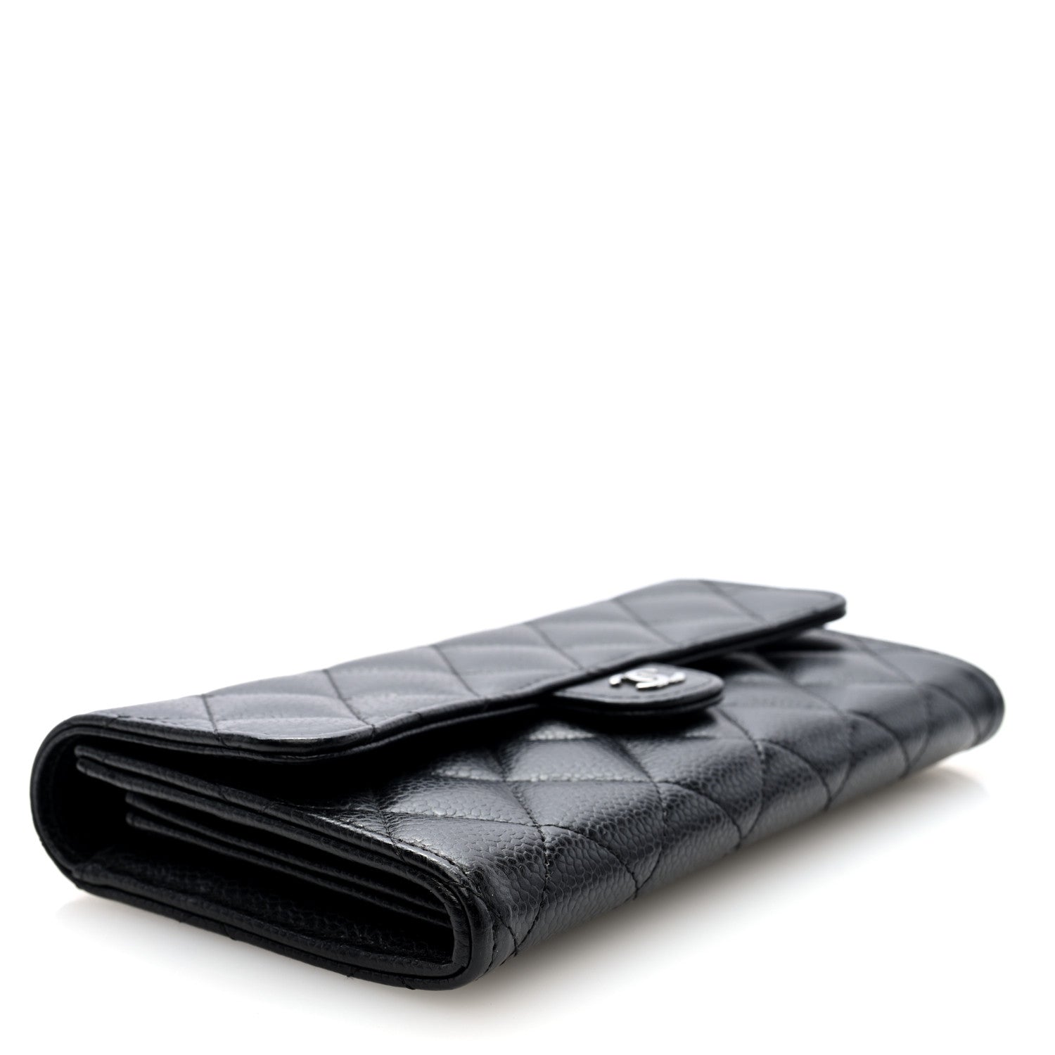 Chanel Caviar Quilted Large Gusset Flap Wallet Black 4 of 8
