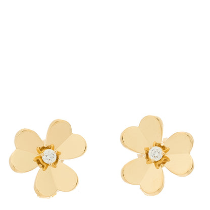 Van Cleef & Arpels 18K Yellow Gold Diamond Small Frivole Earrings 1 of 5