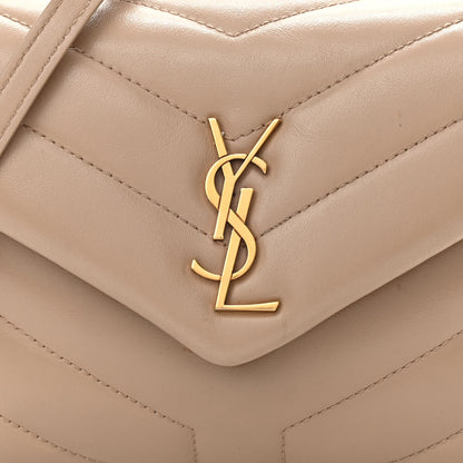 Saint Laurent Calfskin Y Quilted Monogram Toy Loulou Crossbody Bag Dark Beige 9 of 12